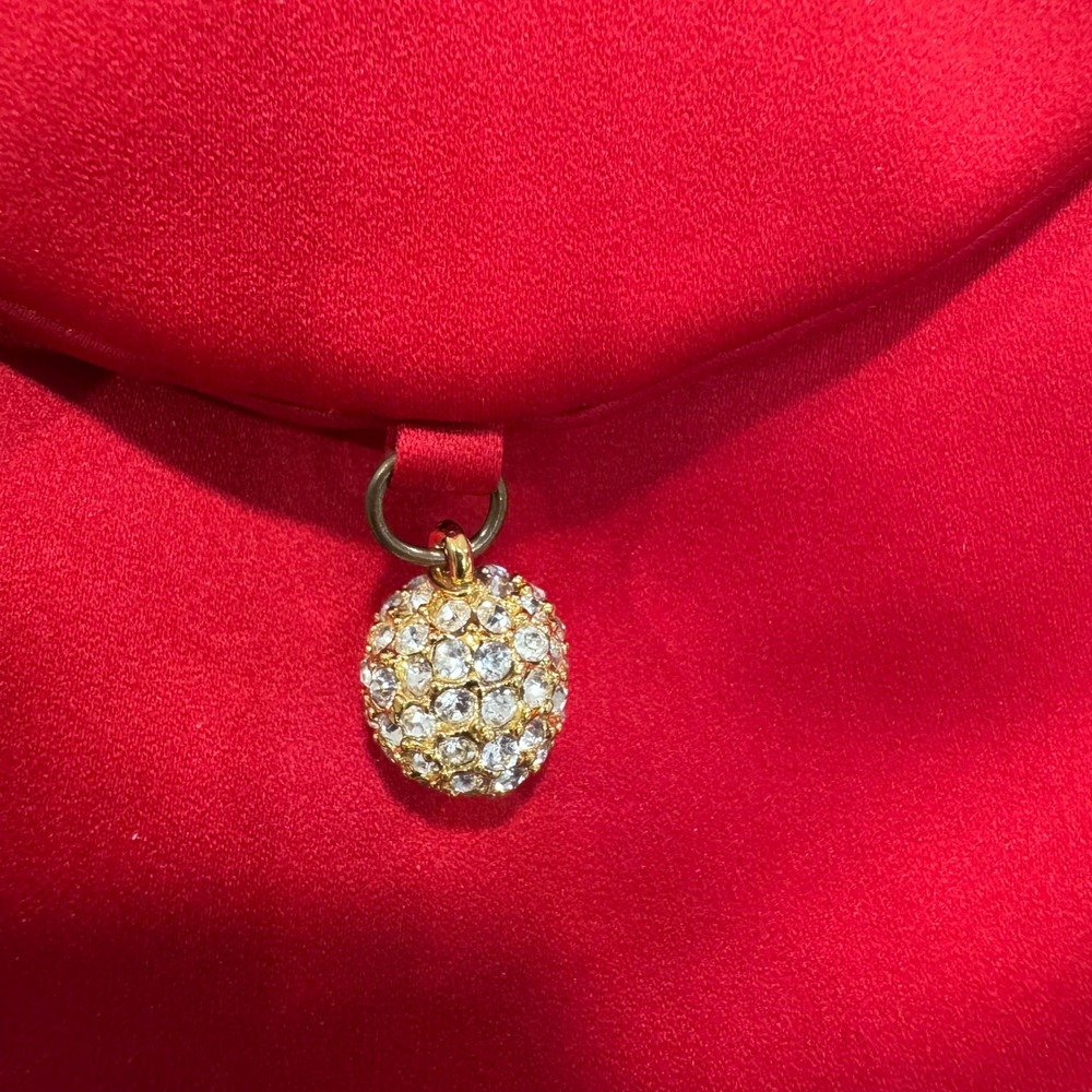 Susan Gail Vintage Red Satin Evening Crossbody Bag Rhinestone Orb Charm NWT - Picture 2 of 10